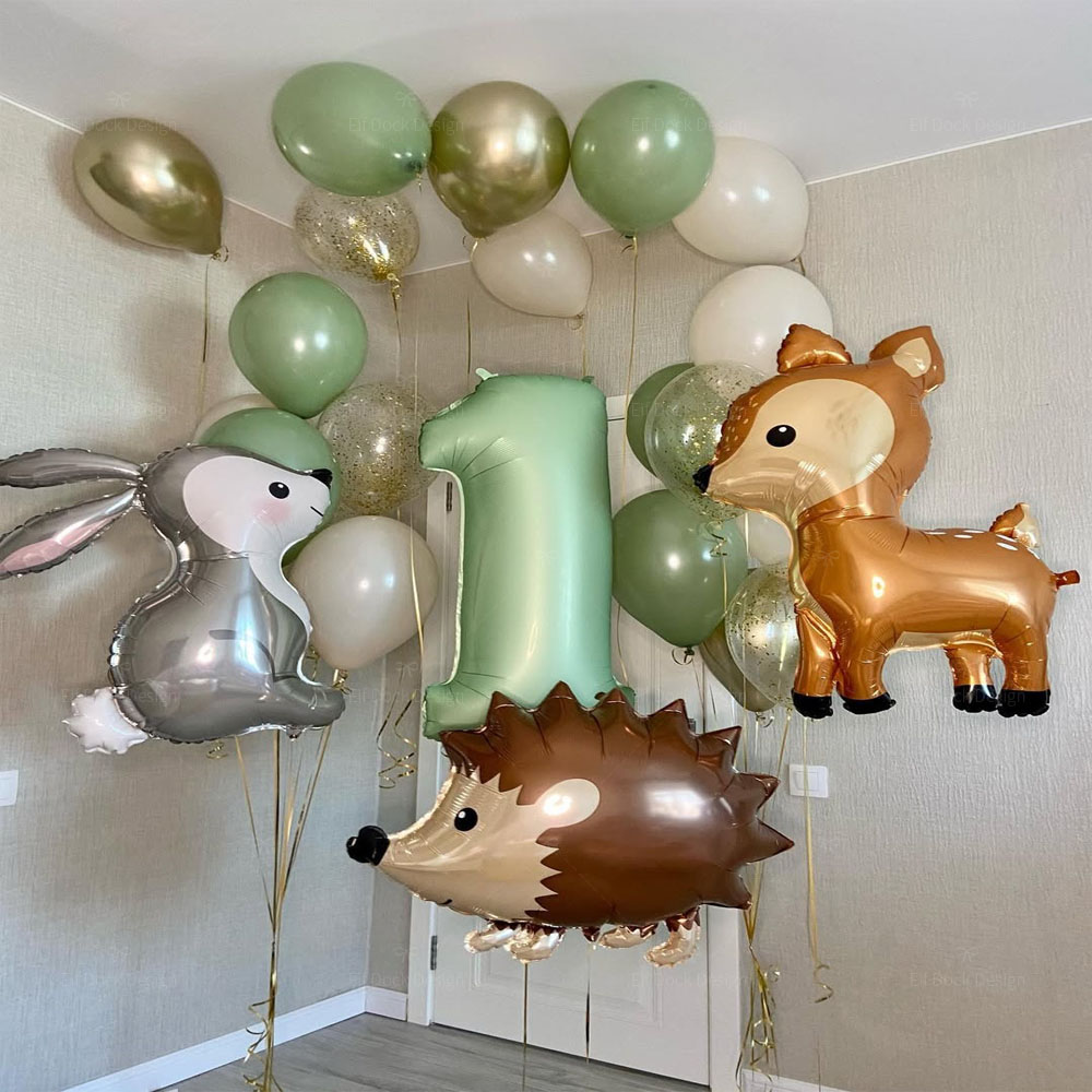 Confetti Balloon Set - 1 takım Orman Orman Hayvan Tema